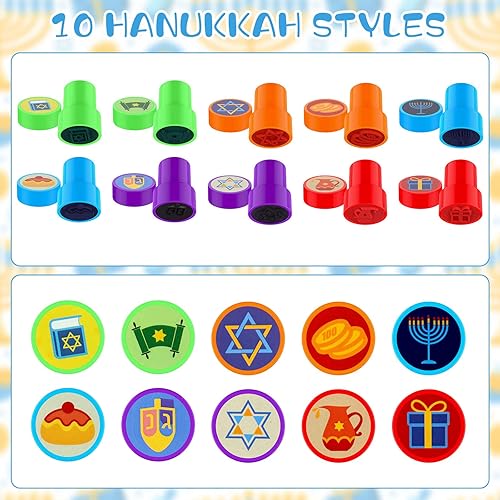 Miniatura 2 de 50 sellos de Janucá de Janucá, rellenos de piñata, sellos de Hanukkah multicolor para difundir la alegría navideña, regalos de fiesta de Hanukkah