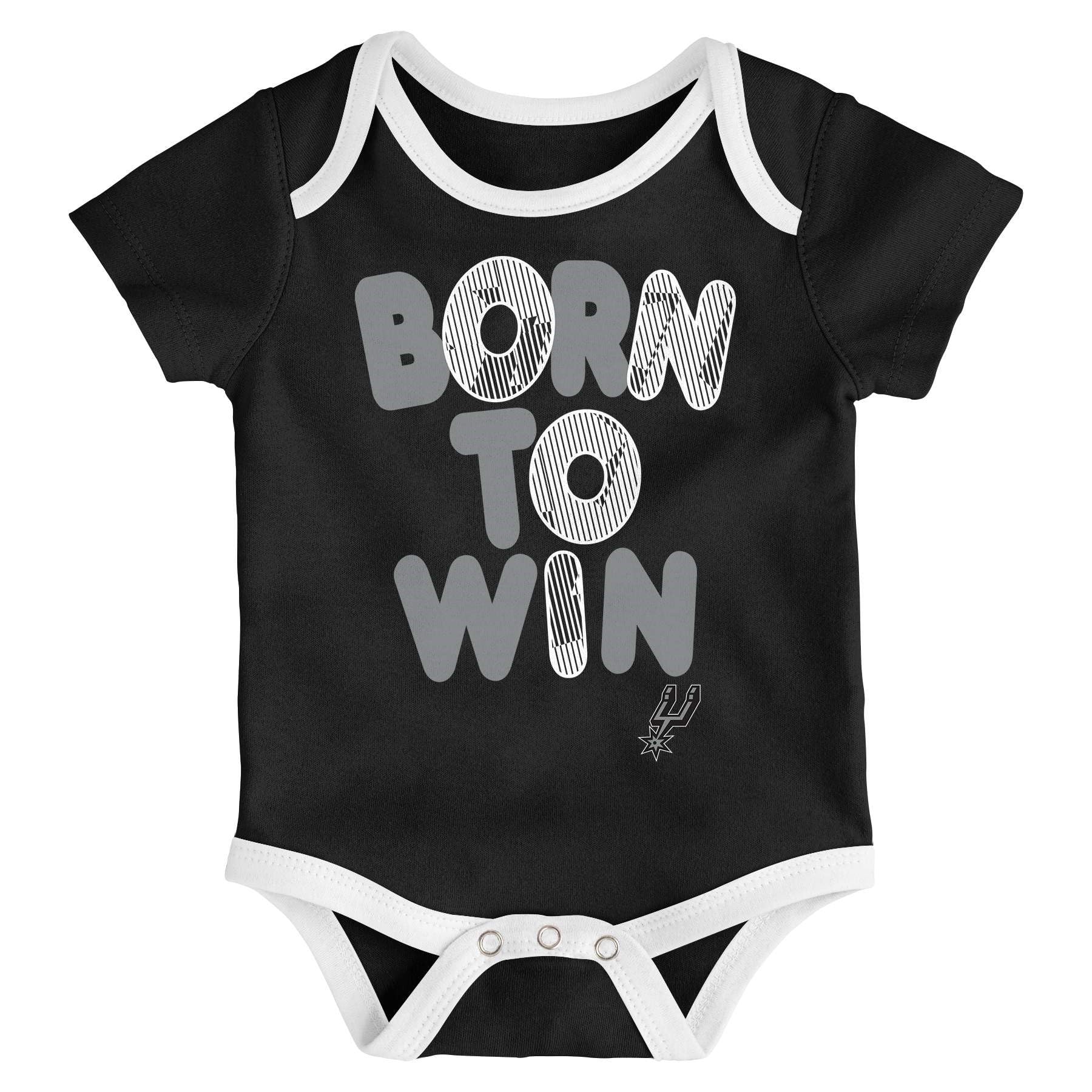 Outerstuff San Antonio Spurs NBA Newborn (0-9M) Little Fan 3 Pack Creeper Set, Black/White/Grey 0-3 Months