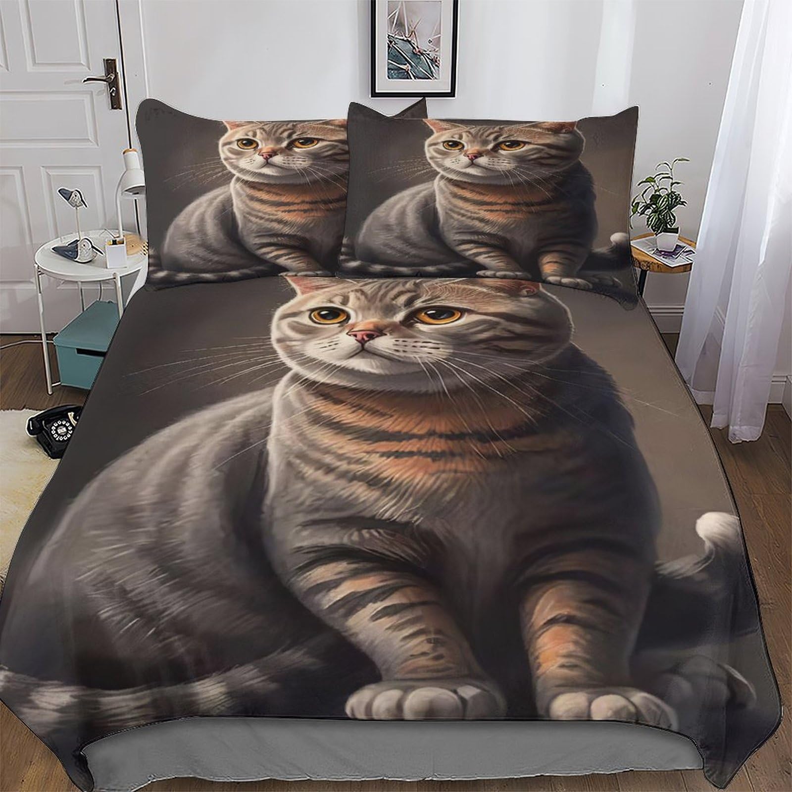 Housse de couette chat 3D pour une chambre d'enfant ou d'adulte moderne et cocooning