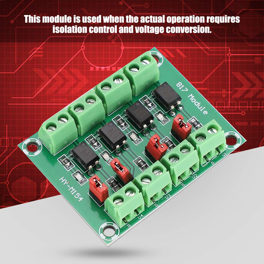 Oumefar 2PCS Optocoupler, PC817 4 Channel Isolation Board Voltage Converter 3.6-30V Driver Photoelectric Isolated Module, Signal Level Relay Module Board for Calibrating (2PCS)