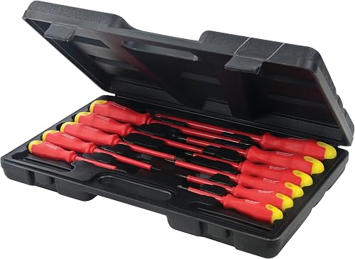 Silverline 918535 insulated soft-grip screwdriver set, 11 pieces, in a boxed case