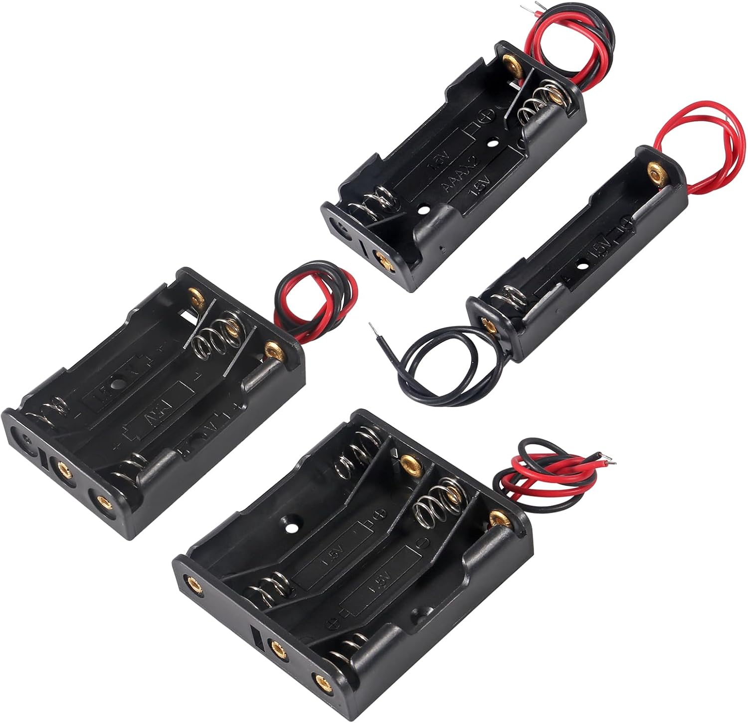 4Pcs AAA Battery Holder Kit 1 Slot 2 Slot 3 Slot 4 Slot 1.5V AAA Battery Case Storage Box 1 AAA Battery Holder 1.5V, 2 AAA Battery Holder 3V, 3 AAA Battery Holder 4.5V, 4 AAA Battery Holder 6V