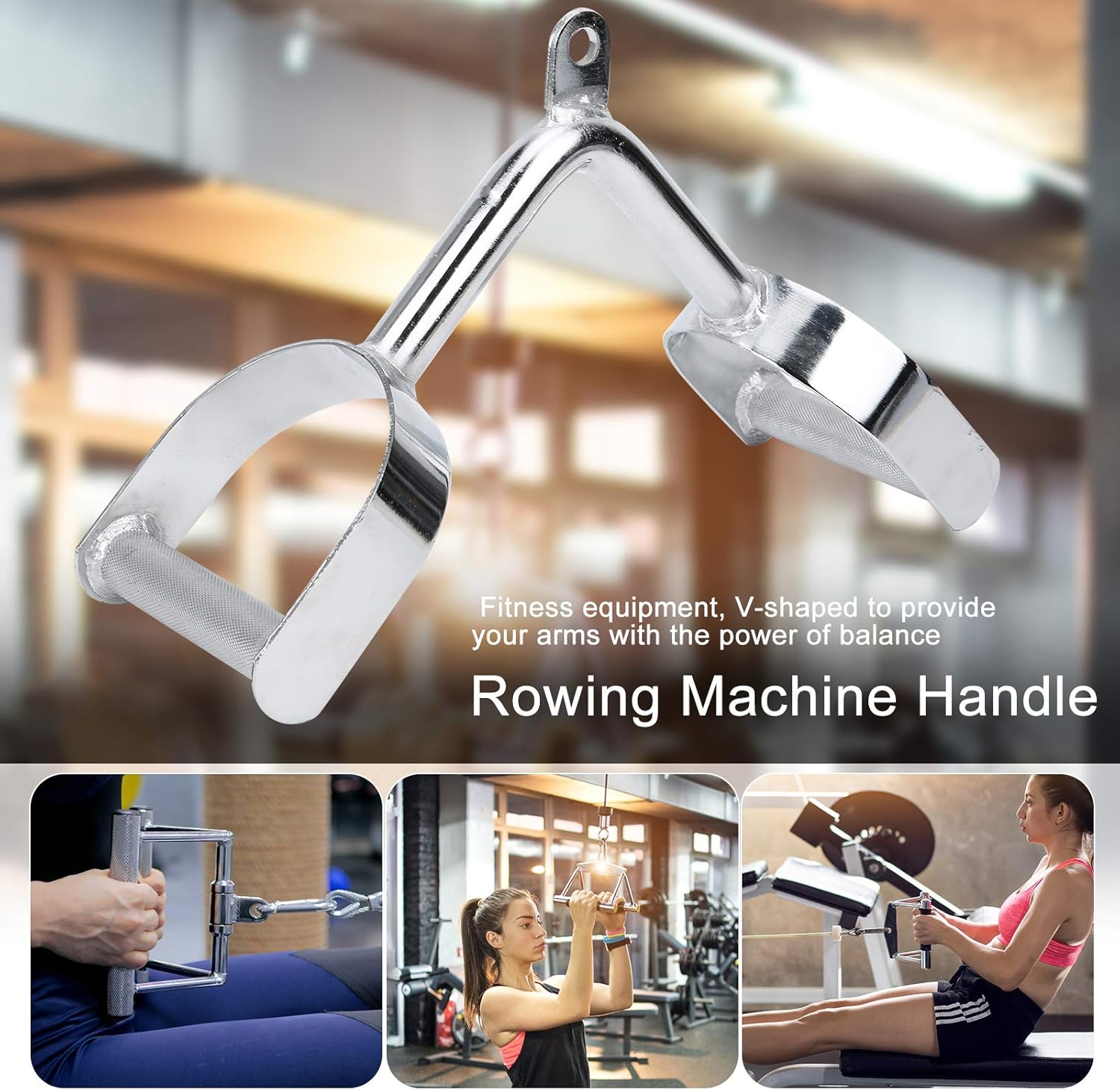 Keenso Row Attachment Handle,Heavy Steel Double D Row Handle Cable Attachment for Rowing Machine