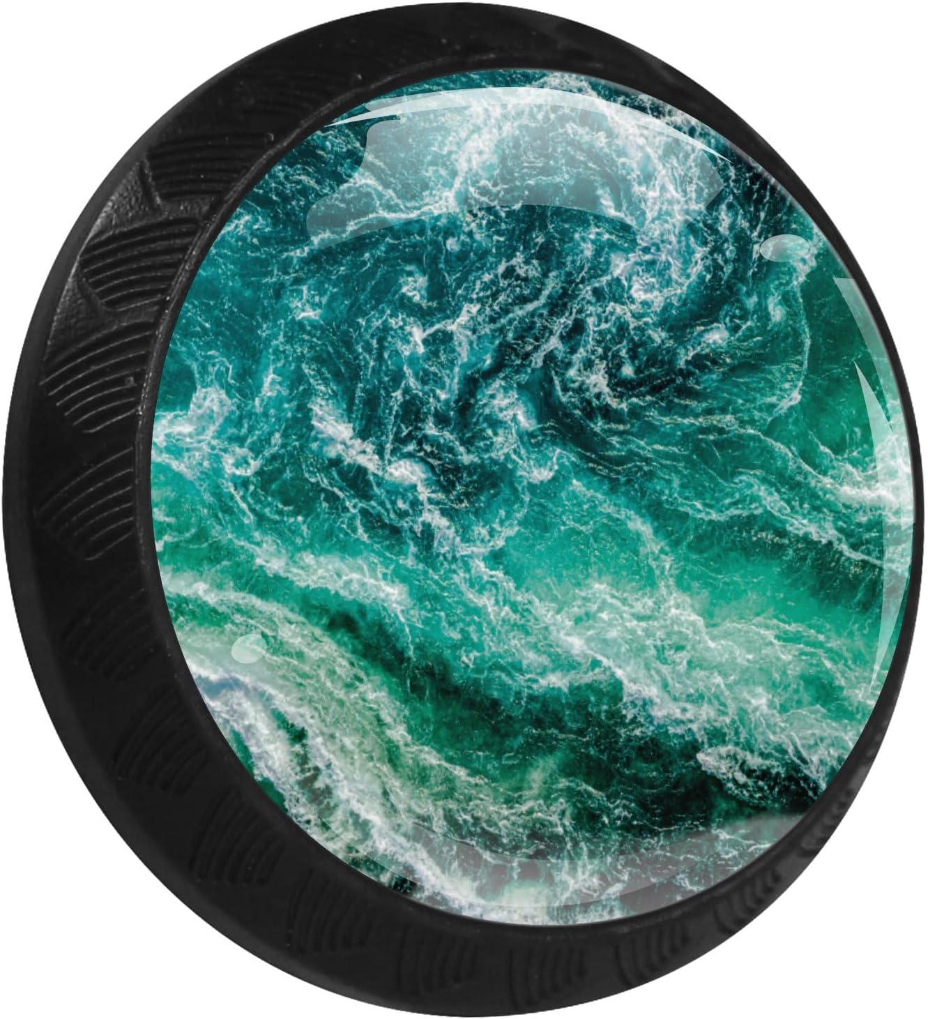 LORVIES 4 Pack 1.37" Ocean Decorative Cabinet Knobs, ABS Glass Round Black Single Hole, Dresser Drawer Door Closet Handles Pulls for Home Kitchen Bedroom (Sea Anchor)