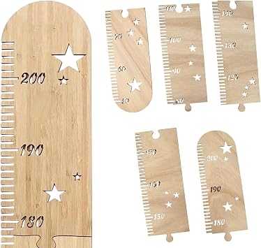 Wooden Height Growth Chart for Children, Height Measurement Ruler Print Measuring Rulers for Nursery Bedroom Foldable Wall Decoration Baby Height Chart to Hold Their Growth