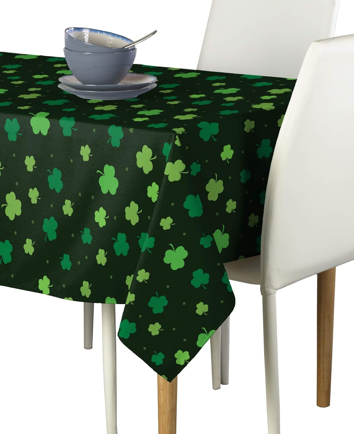 Tossed Shamrocks Deep Forest Green Milliken Signature Tablecloths - Assorted Sizes (60"x84")