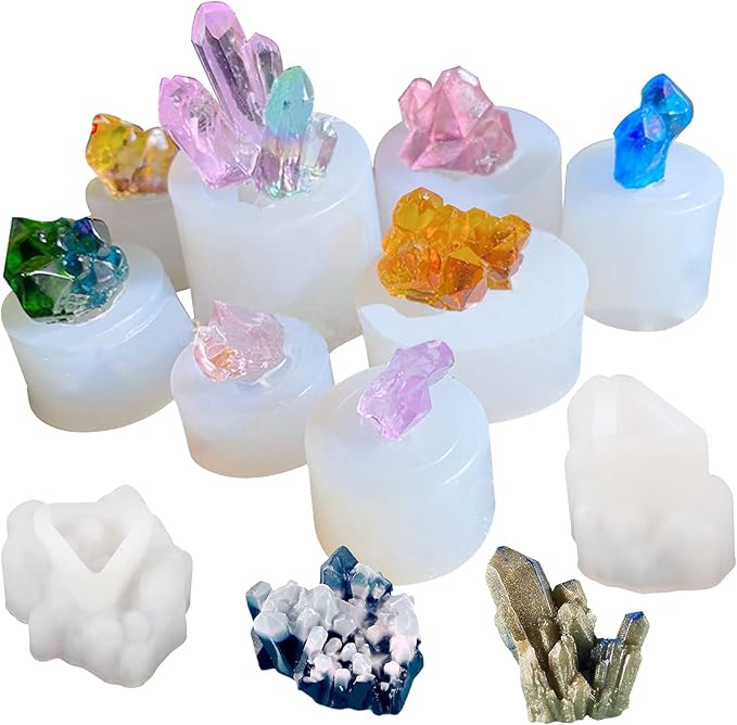 Amazon.com: Allazone Crystal Resin Molds, 10 PCS Crystal Cluster ...
