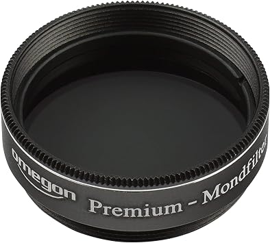 Omegon Premium Multi Coated Aluminum Moon Filter for Telescopes with 1.25 Inch Thread Reduces Brightness by 70% and Increases Contrast