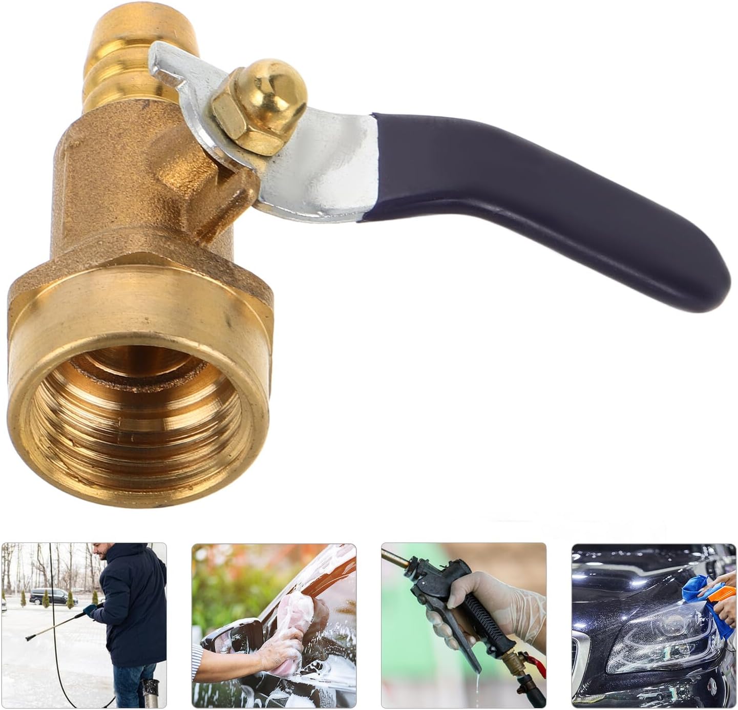 Foam Car Wash Nozzle with Copper Valve, Stainless Steel Pressure Washer Attachment Wide Flat Spray Head for Automotive Exterior Cleaning