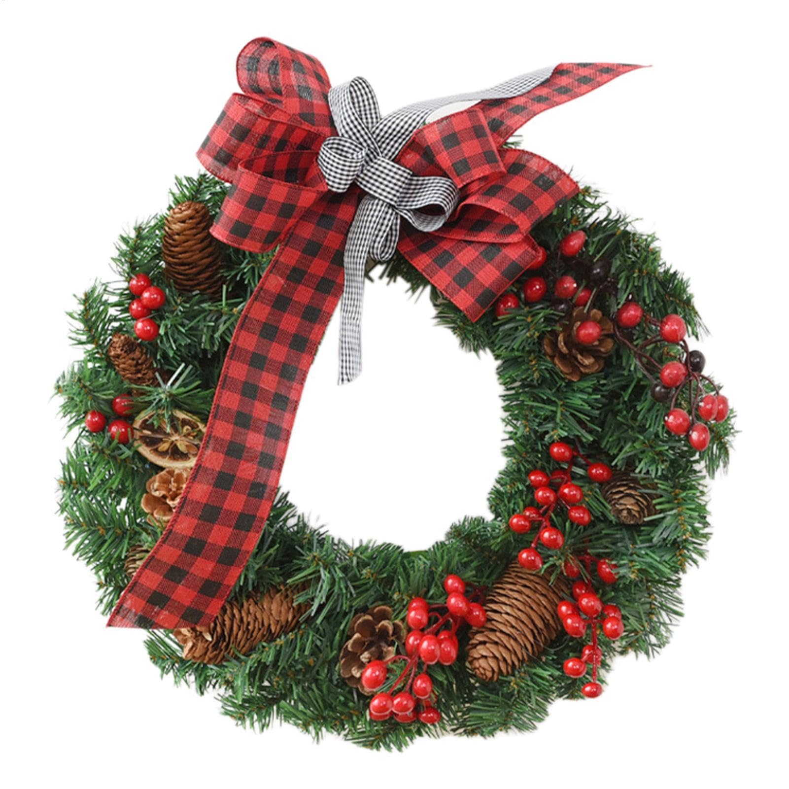 Couronne de Noël pour porte d'entrée extérieure | Suspension de bienvenue 40 cm réutilisable