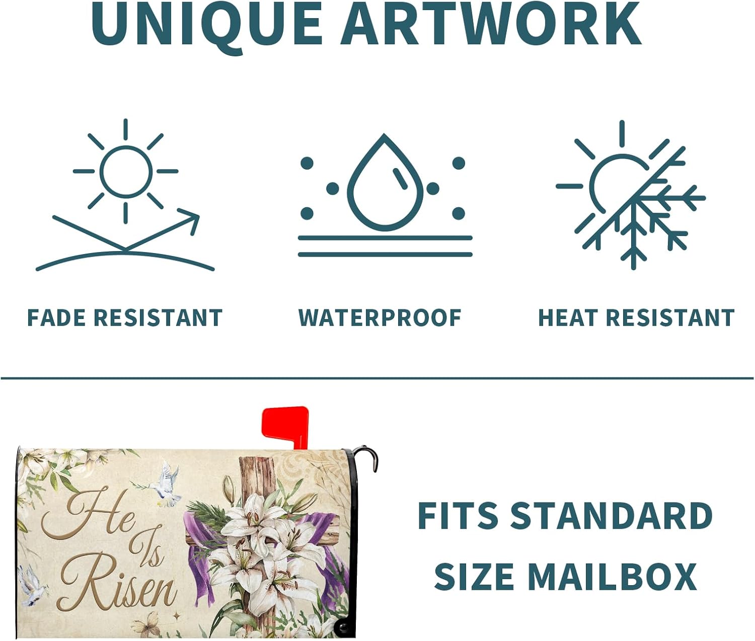 Vintage Easter Mailbox Covers Magnetic Standard Size 18x21 Inch, Rustic Lily Flower Floral Dove Birds Farmhouse Post Box Wrap Cover for Garden Yard Outdoor Holiday Decoration