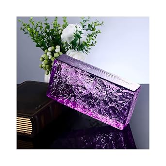 Rectangular Colored Glass Blocks Sided Crystal Bricks for Protect Privacy Clear Block for Bar Hotels Office HousePurple