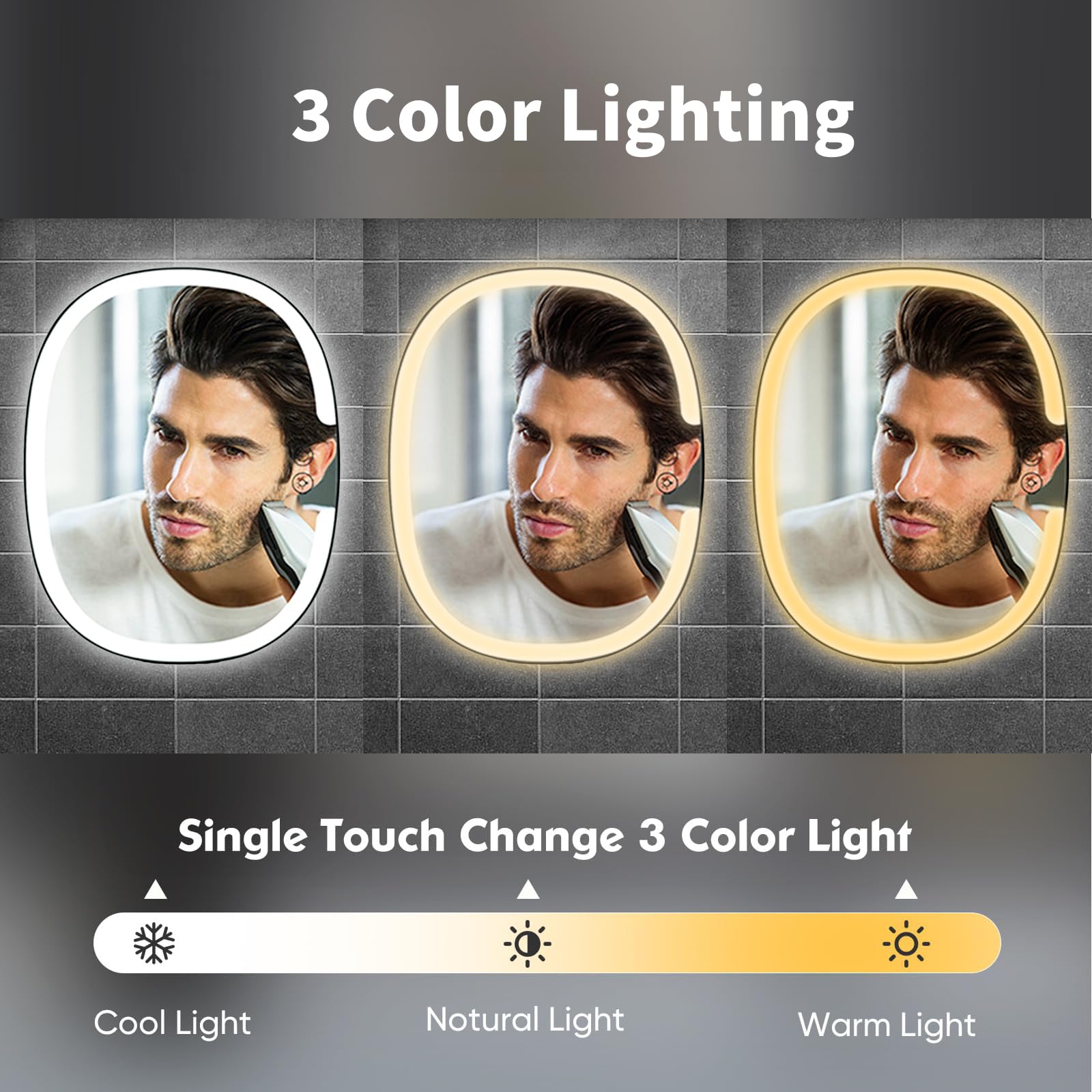 Beschlagfreier Duschspiegel Mit LED - Rasierspiegel Mit Rasiererhalter