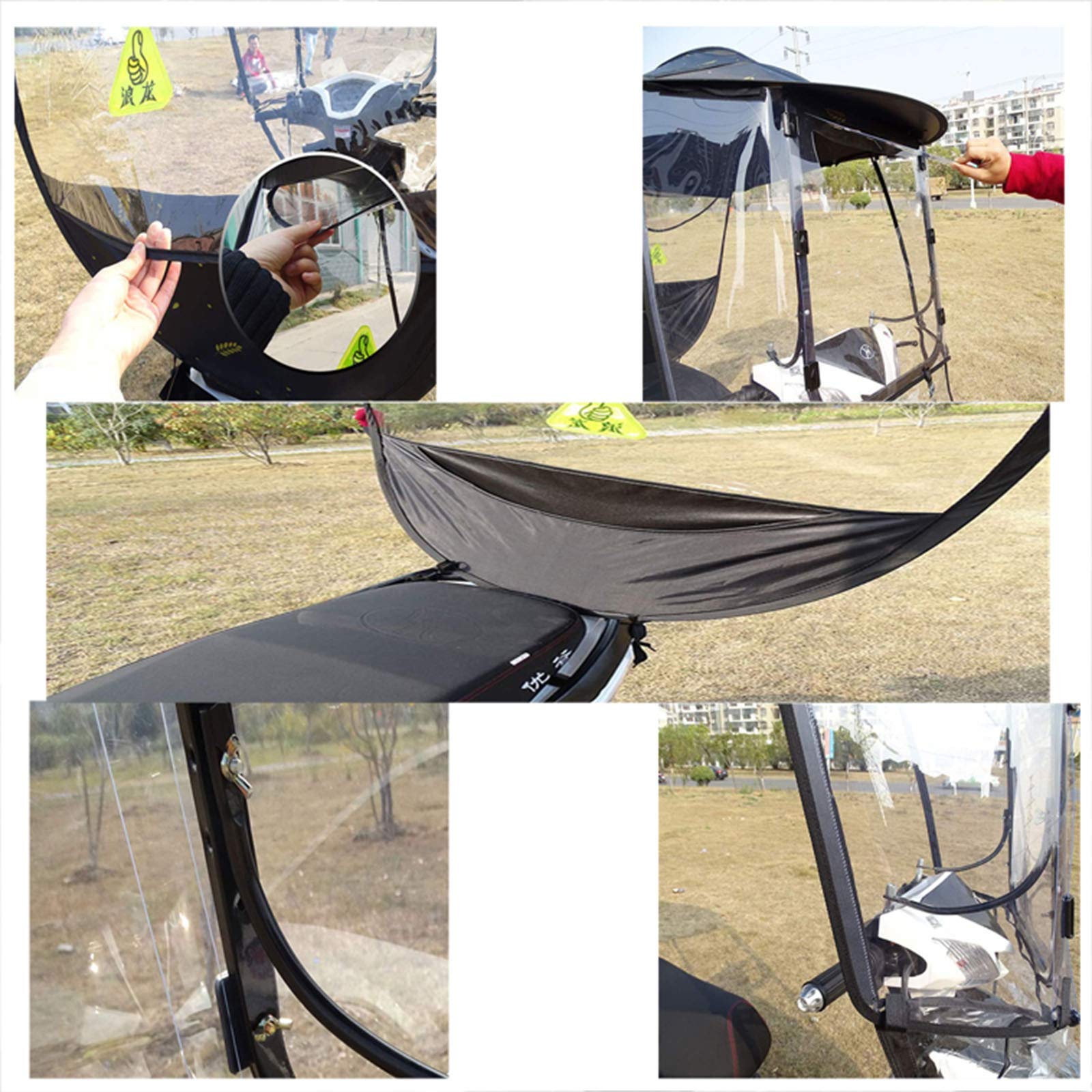 Osłona przeciwsłoneczna na motocykl elektryczny, całkowicie zamknięty, składany, wodoodporny baldachim parasola do skuterów silnikowych