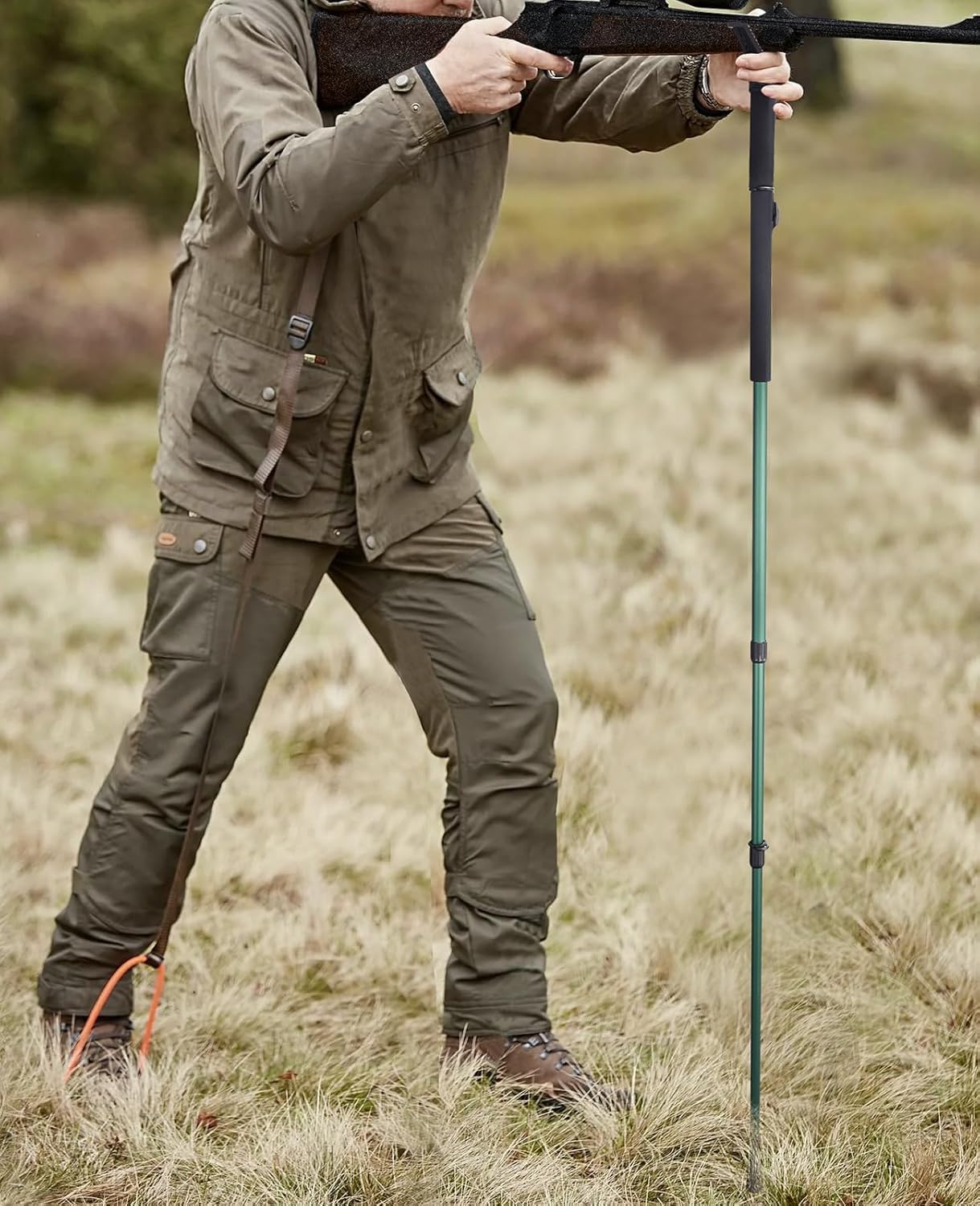MidTen Shooting Stick Hunting Monopod with V Yoke Rest, 33.1" to 74.8" Height Adjustable Gun Crossbow Shooting Monopod, Walking Stick with Shoulder Wrist Strap Rifle Stand with Spike Feet