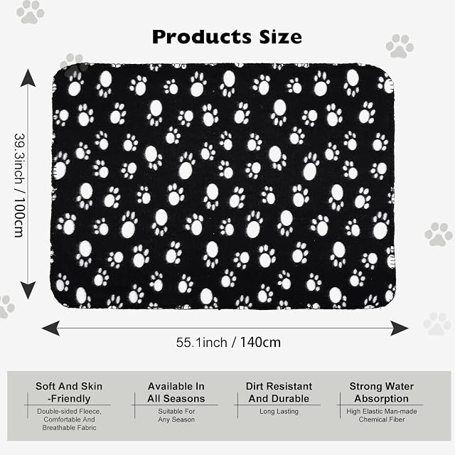 Foto 6 de 6 de PETCUTE Manta para Perros,6 Piezas de Paquete Manta Suave y Cálida para Mascotas con Estampado…