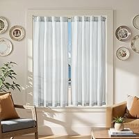 Vista 43 de jinchan Cortinas de Lino a Rayas para Cocina de 45 Pulgadas, Cortinas de Nivel, Estilo de Granja Moderno, Estilo Café, Tratamientos para Ventanas