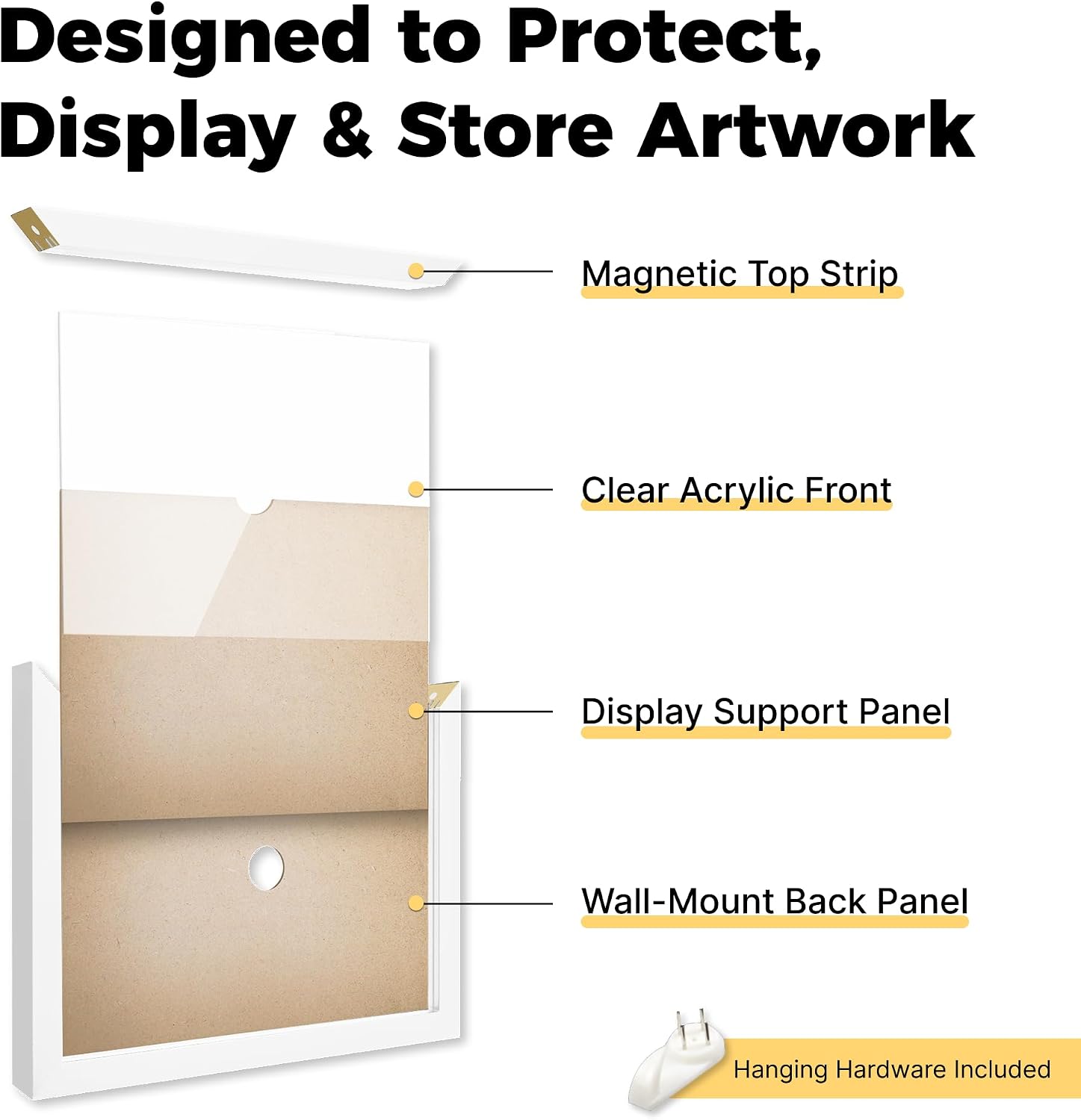 Kids Art Frame Changeable 8.5x11, Magnetic Display, Holds 150 Drawings