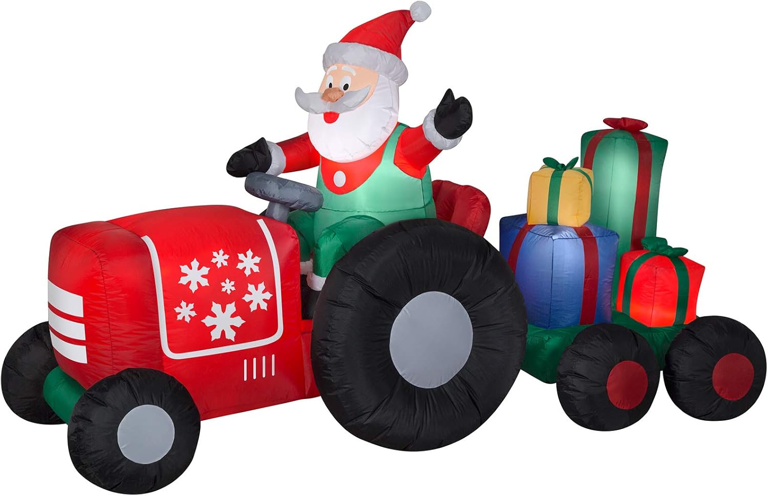 Gemmy 11801 Holiday Inflatable 5 Foot Airblown Santa on Tractor with Presents Scene