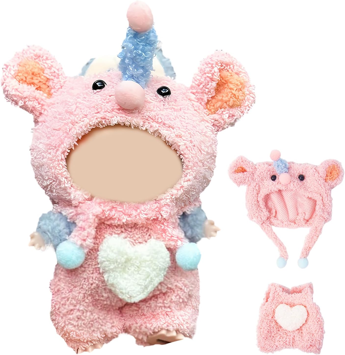 ZIVOYCO Doll Clothes Set For 17cm Dolls - Pink Outfit With Glasses & Butterfly Clip Accessories