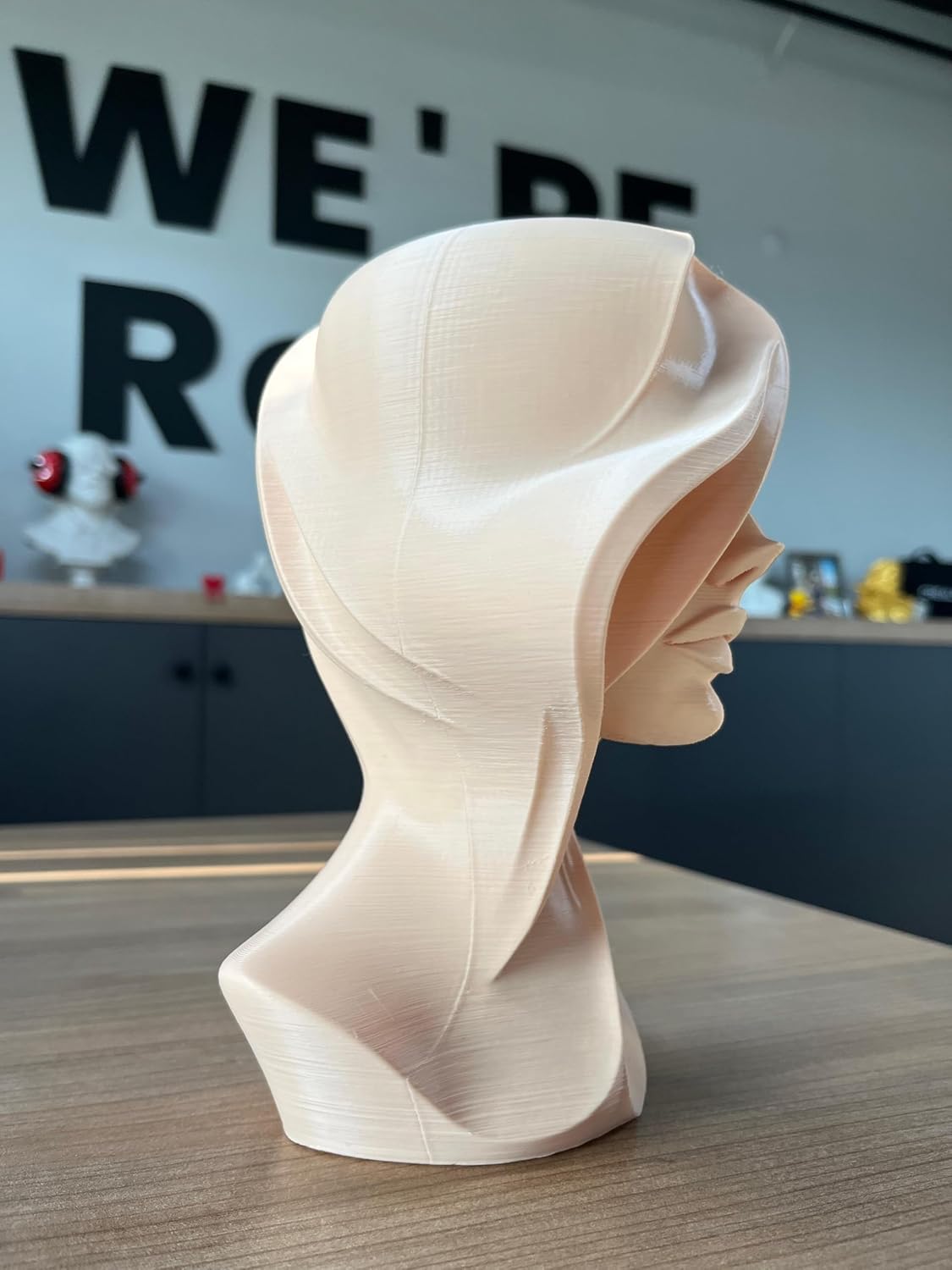 Abstract Woman Face Sculpture Skin Color 24cm Decorative Female Bust Home Office Decor