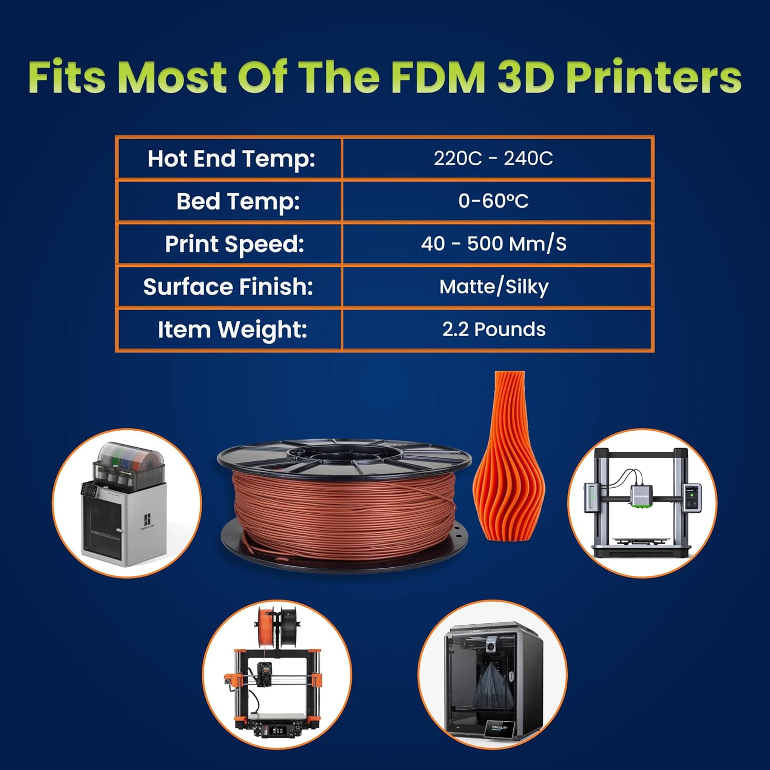 3D-Fuel 3D Filament High Temp Tough Pro PLA+ Glow in The Dark, 1.75 mm, 1 kg +/- 0.02mm Tolerance, Made in USA, Easy to Print and Works with Most 3D Printer Brands, Glow in The Dark