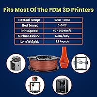 Vista 96 de 3D-Fuel 3D Filamento Pro PLA+ Negro Medianoche de Alta Temperatura y Resistente, 1.75mm, 1 kg +/- 0.02mm de Tolerancia, Fabricado en EE.UU., Fácil