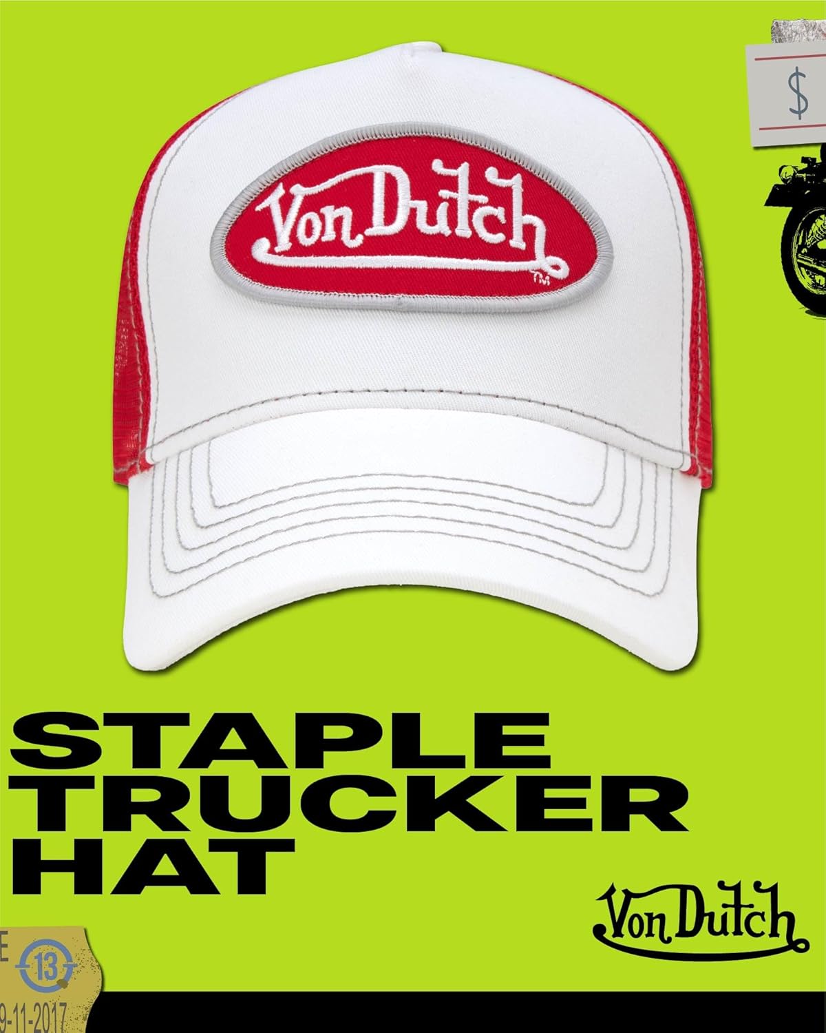 Von Dutch Unisex Trucker Hat - Curved Bill Mesh Back Retro Classic Colorblock Snapback Baseball Cap for Men and Women - Image 2