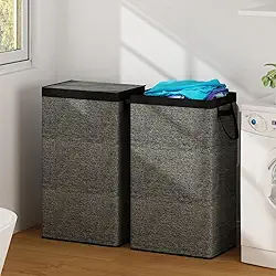 Cesto de Roupa Suja com Tampa, Cesto de Roupa Suja Grande com Saco Removível com Alça, Cesto Organizador Multiuso Dobrável em Tecido para Roupas, Brinquedos e Lavanderia, Cinza