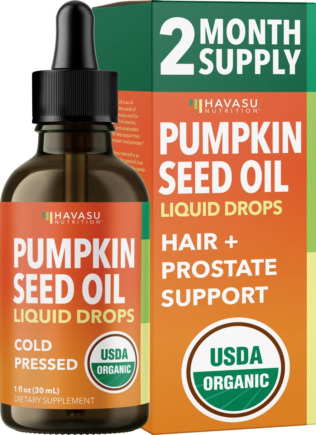 USDA Organic Cold Pressed Pumpkin Seed Oil Supplement (2 Month Supply)
