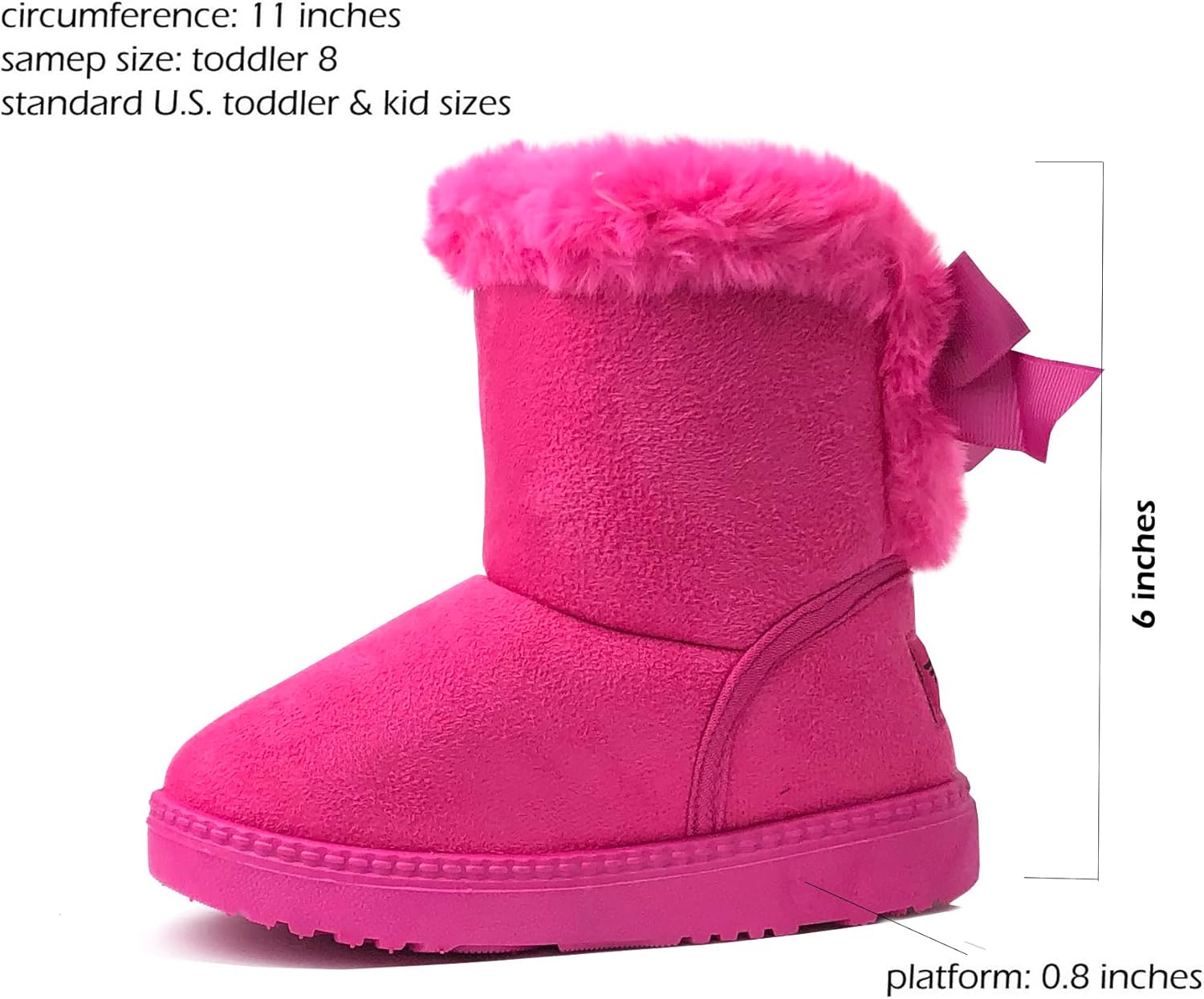 REDVOLUTION Kids Boots Toddler Girls Cute Butterfly Bow | PomPom PU leather Boot (Toddler/Small Kid) - Image 4