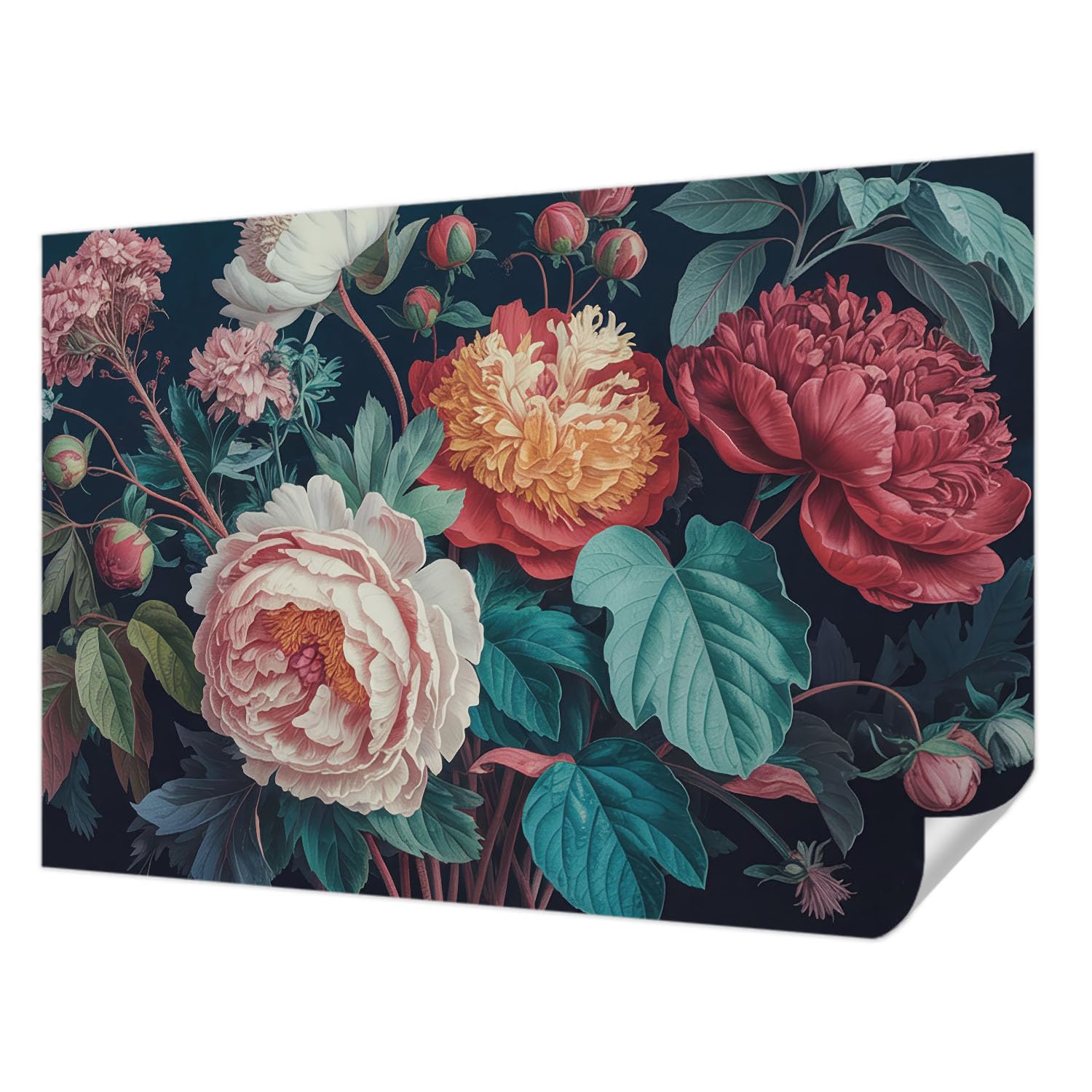 Papier peint fleurs colorées pour chambre et salon moderne 152x104 cm