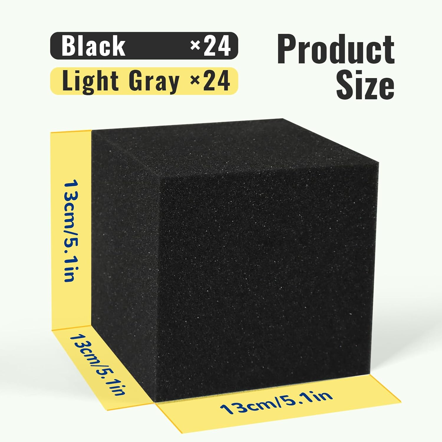 Foam Pit Cubes, 48 PCS 5 Inches Gymnastics Foam Blocks Trampoline Blocks, Multi-Sport Protective Padding for Gymnastics, Trampoline, Parkour, Skate Parks & BMX - Black & Grey