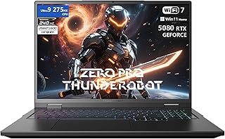 Thunderobot Zero 16 Pro Laptop Gaming, GeForce RTX5080, Core Ultra 9 275HX, Pantalla 16" QHD+ 240Hz, 32GB DDR5, SSD 1TB, RGB por Tecla, Cámara Infrarroja FHD, Wi-Fi 7, Win 11 Home