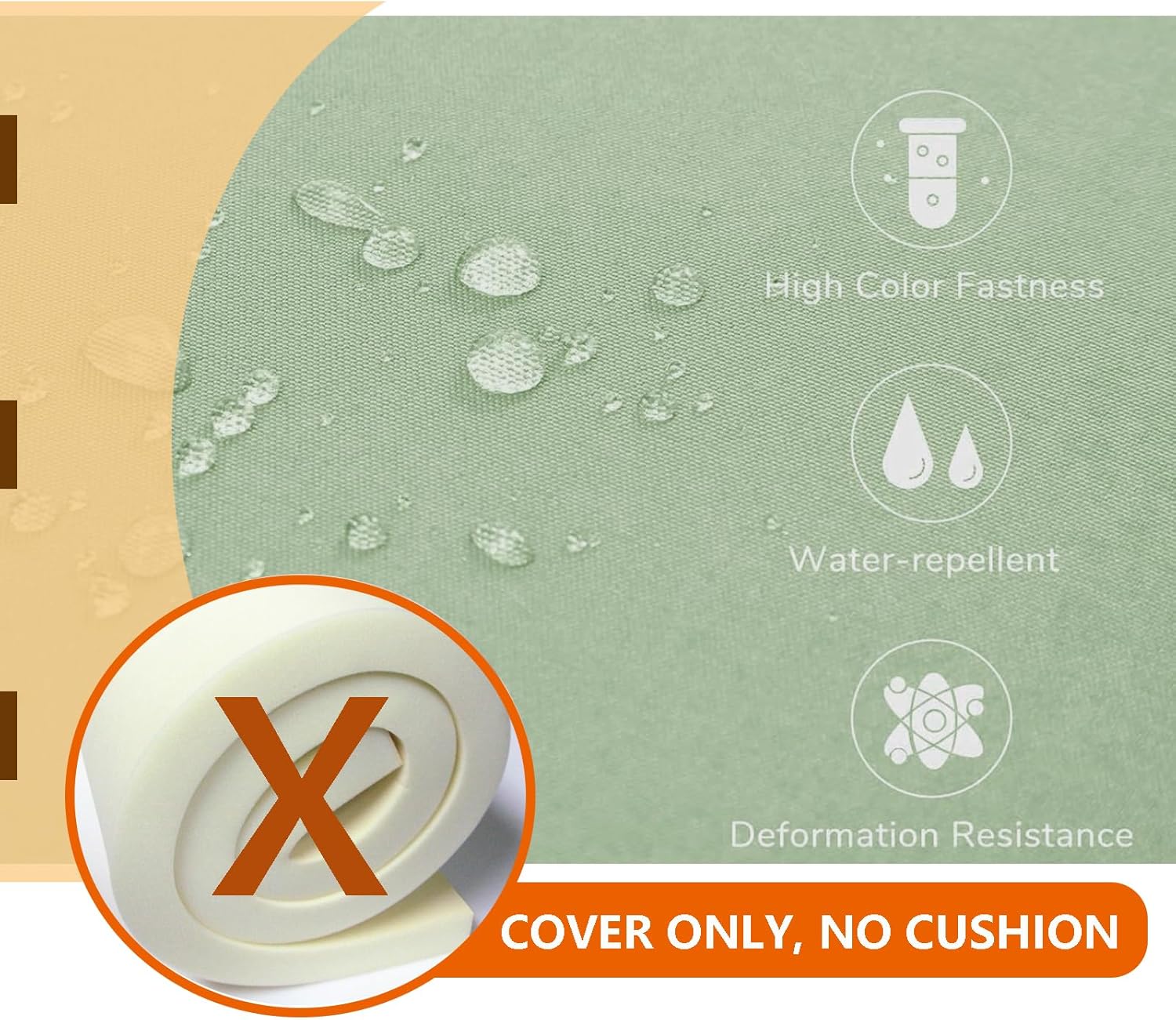 Oslimea Outdoor Cushion Covers Replacement 20x20x2 Waterproof Patio Furniture Cushion Seat Cover 4 Pack Removable Chair Pads Cover for Deep Seat Back Cushion, Sage Green