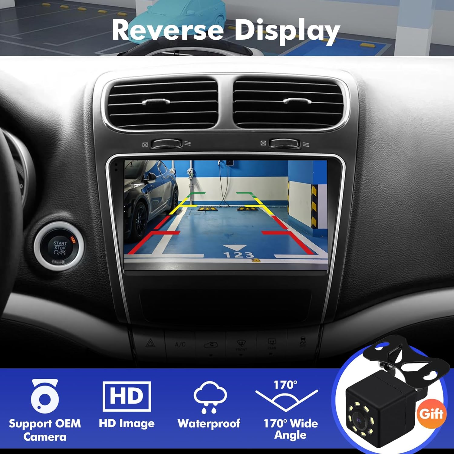 9 Inch IPS Touchscreen Android 14 Car Stereo for Dodge Journey 2011-2019 with Wireless CarPlay & Android Auto 2+64GB Car Radio, Support WiFi 6, Bluetooth,5.4, Backup Camera, SWC