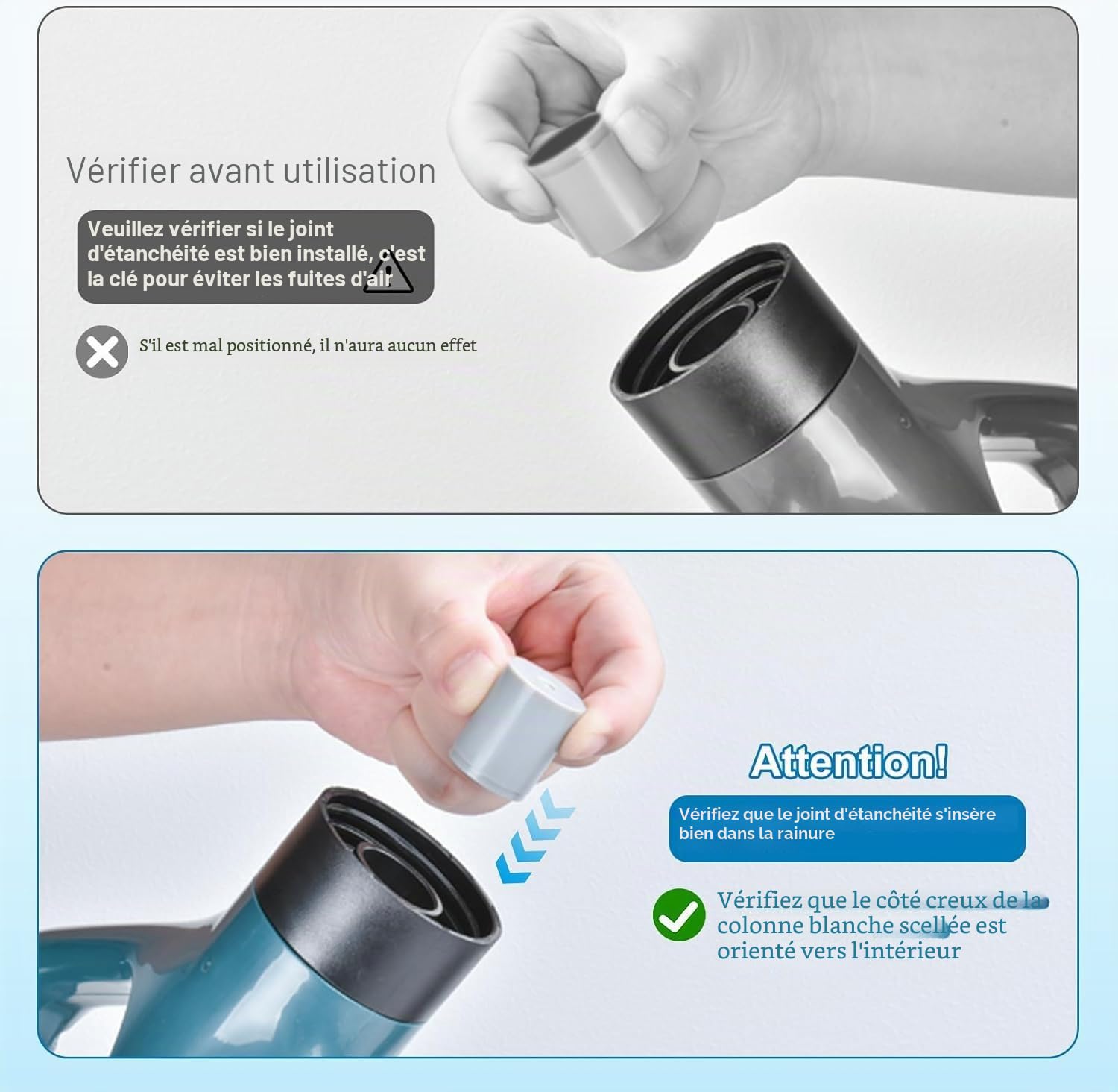 Déboucheur de canalisations à air comprimé, pompe de débouchage avec compression d'air et indicateur de pression d'air, pompe de nettoyage de canalisations à air comprimé avec 4 ventouses et gants