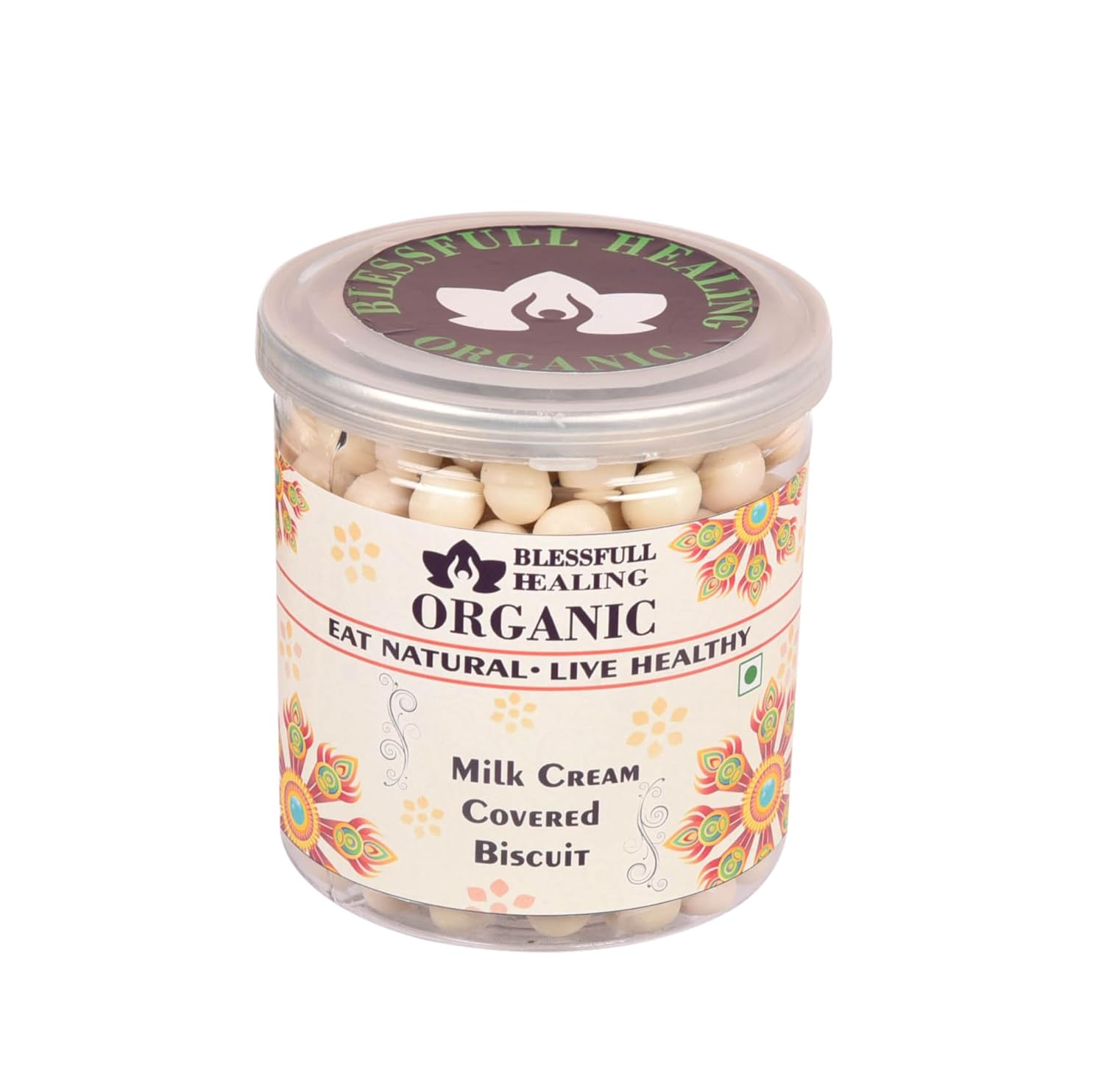 Blessfull Healing Organic Milk Cream Covered Biscuit 300 Gram Airtight Container image 2