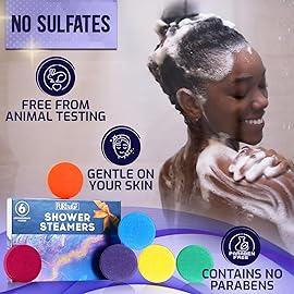 Aromatherapy Shower Steamers Set - Six Uplifting Relaxing Scents for Stress Relief - Perfect Self Care, Spa Experience for Women and Men - Ideal for Christmas Stocking Stuffers and Relaxation Gifts