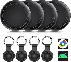 Android Smart Tracker Tag, 4 Pack Air Tracker Bluetooth Object Finder Works with Google Search, SmartTag Tracker Bluetooth Locator, Tracker for Keys, Wallet, Luggage (Black)