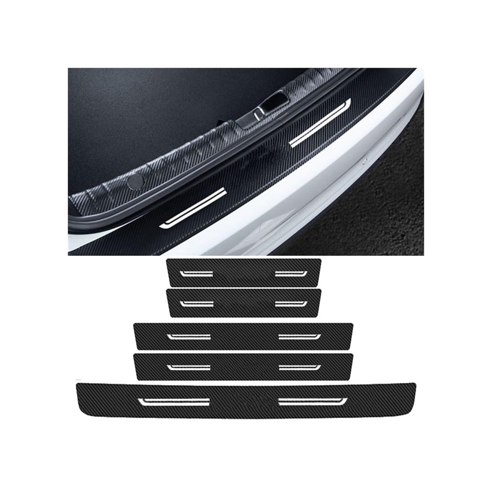 for Volvo XC90 Car Rear Trunk Door Threshold Sill Bumper Protector Film Stickers Decals RESPUNEKBAH(5pcs)