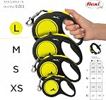 Flexi New Neon Tape Retractable Dog Leashes for Large Dogs Upto 110 lbs. – 16 ft., Neon Yellow/Black | Tangle Free Pet Walking Leash with One-Handed Brake, Pause, Lock|German Quality Product | German engineered, original flexi leash, durable quality
