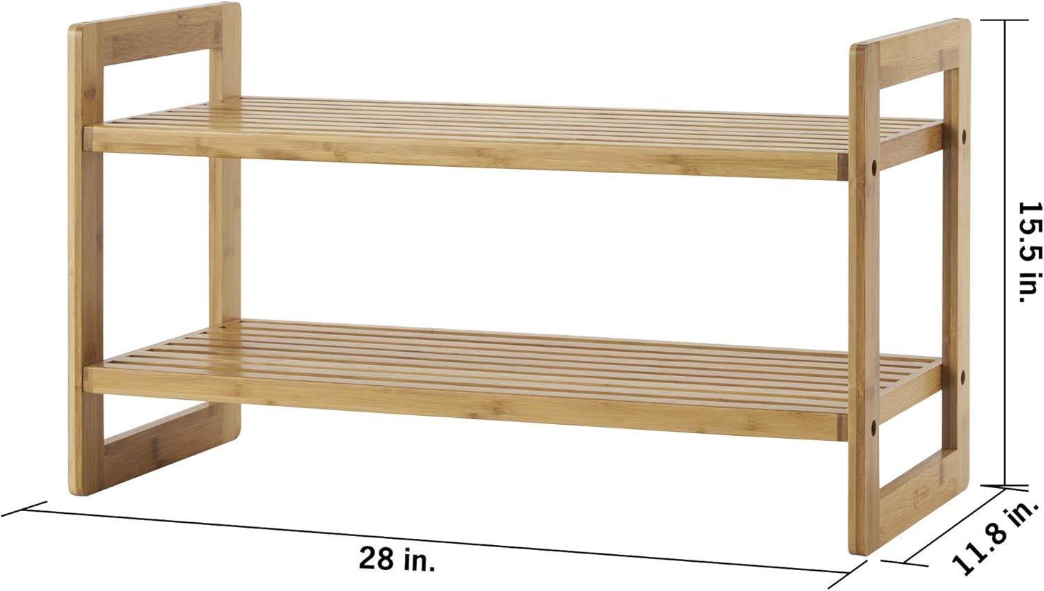 TRINITY EcoStorage Stackable 2-Tier Bamboo Shoe Rack, Free Standing Shoe Organizer Shelving Up To 12 Pairs for Bedroom Closet or Entryway, Pack of 2