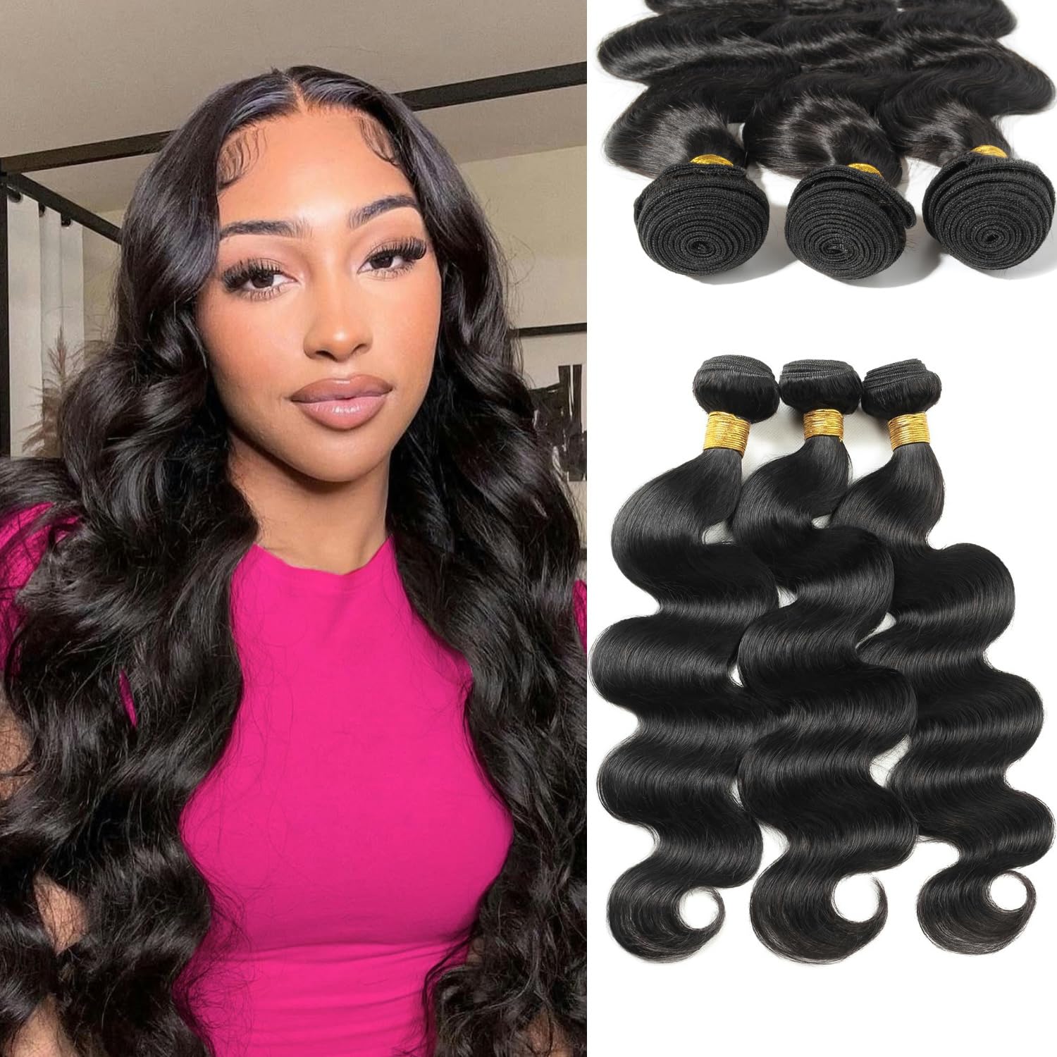12A Human Hair Bundles 26 26 26 Inch Body Wave Bundles Human Hair 100% Unprocessed Brazilian Virgin Weave Bundles 3 Bundle Real Natural Black Wavy