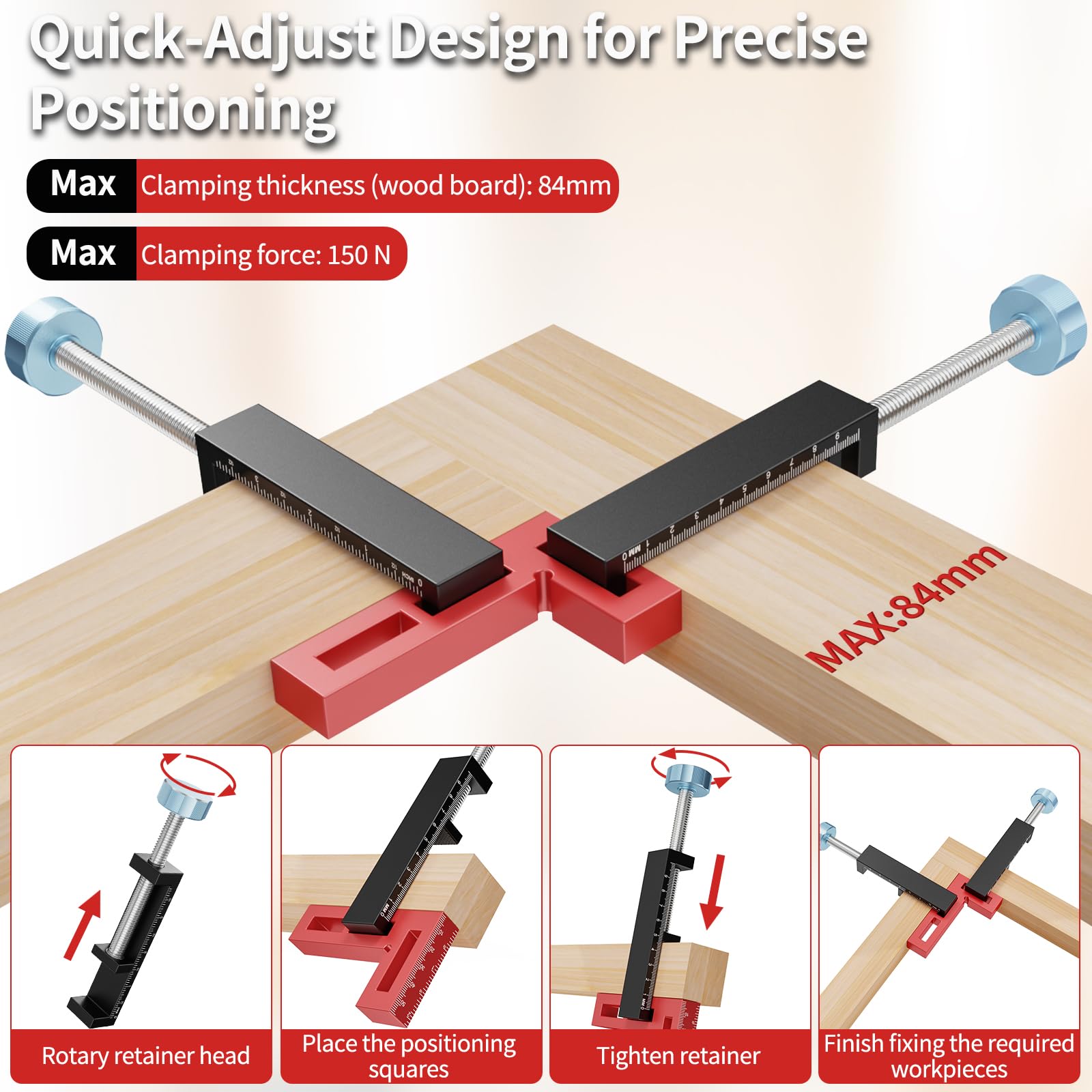 Preciva 90 Degree Corner Clamps for Woodwork, Right Angle Positioning Square Clamp 10cm/4.1inch - Image 2