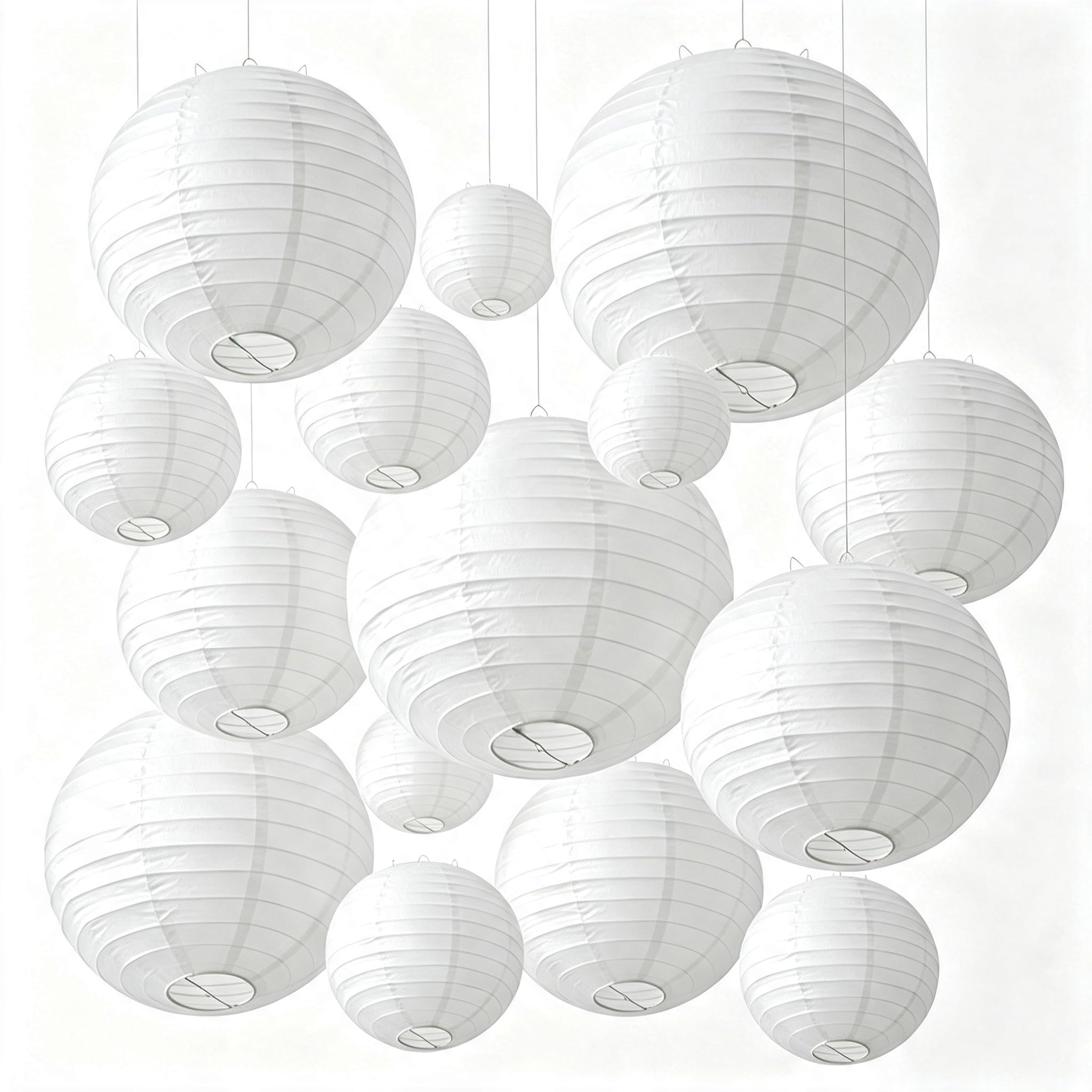 15pcs White Hanging Paper Lanterns Party Decorations for Wedding Birthday — image 1