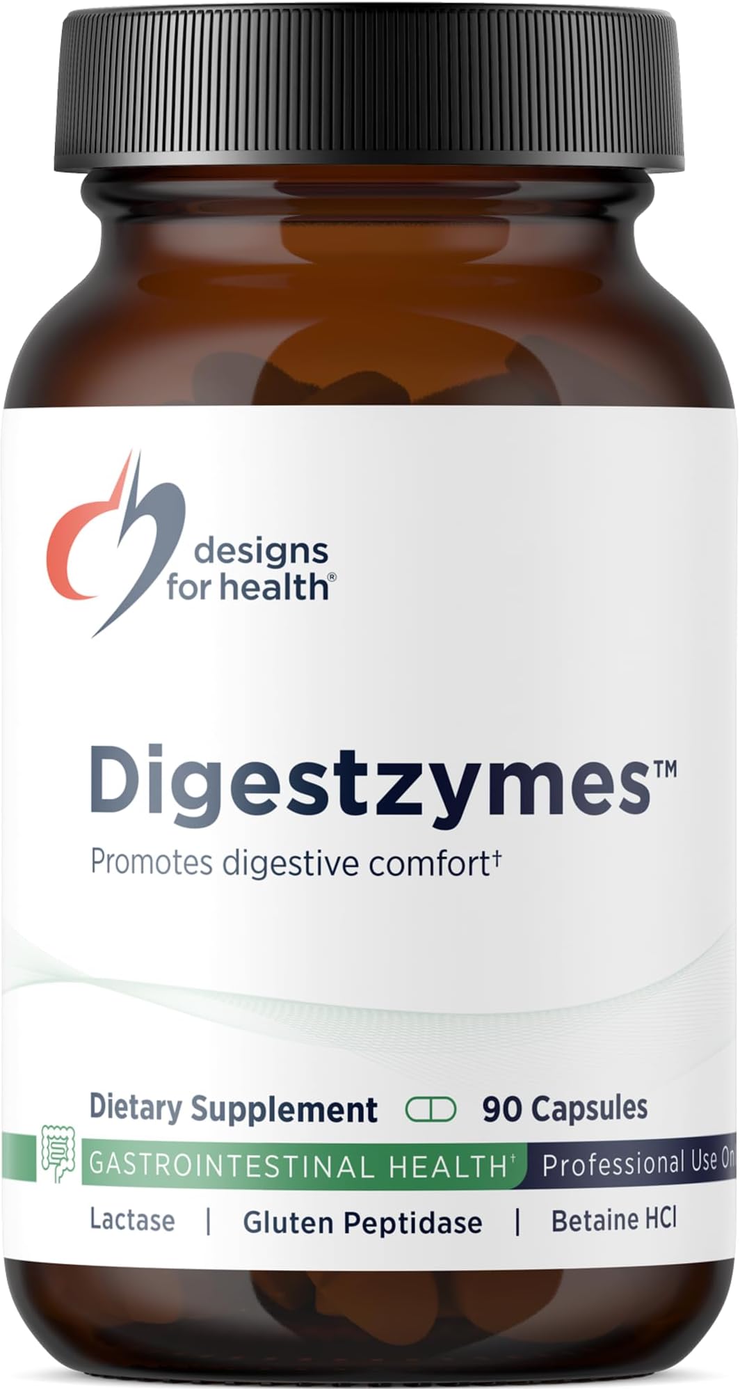 Designs for Health Digestzymes - Digestive Enzymes + Betaine Hydrochloride for Gas & Bloating Relief - Pepsin, Betaine HCI, Ox Bile, Lactase Enzyme & Lipase Enzymes for Digestion (90 Capsules)