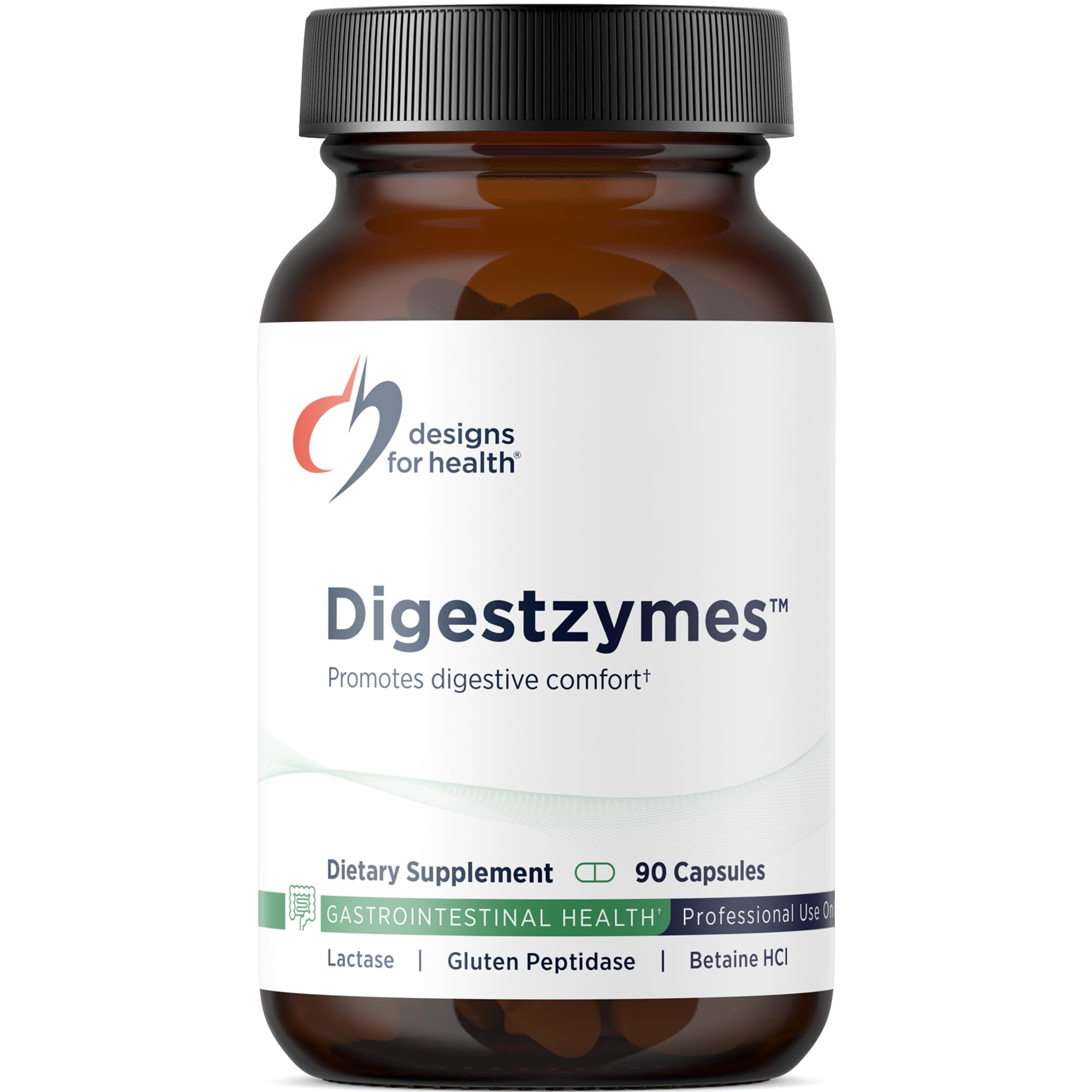 Designs for Health Digestzymes - Digestive Enzymes + Betaine Hydrochloride for Gas & Bloating Relief - Pepsin, Ox Bile, Lactase Enzyme & Lipase Enzymes for Digestion (90 Capsules)