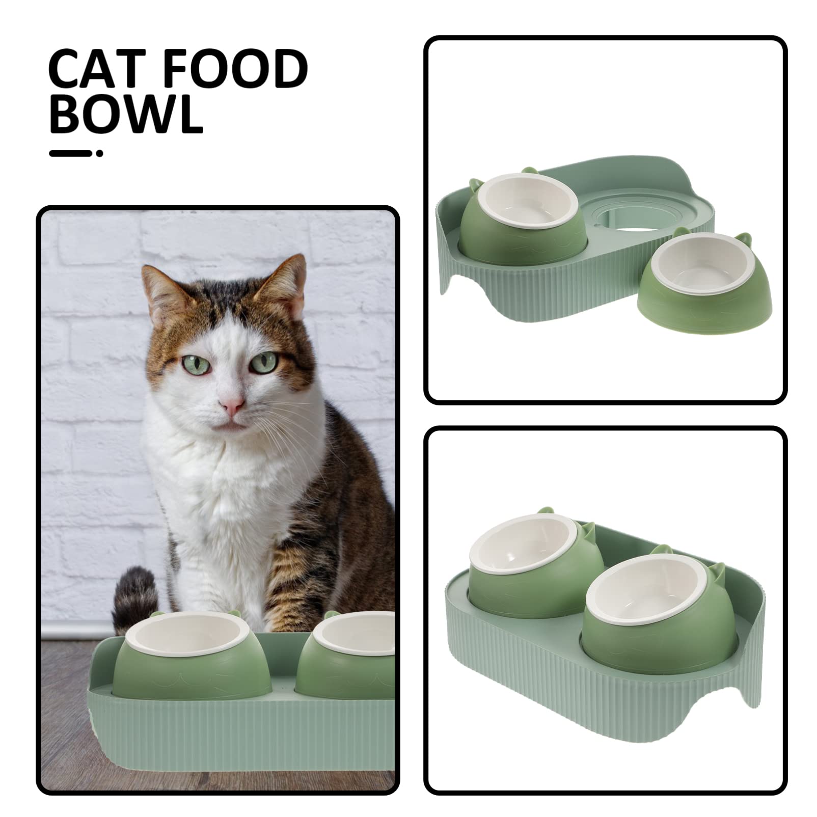 BESPORTBLE Comedero para Gatos y Perros De Antivoracidad Doble Cuenco Antideslizante Alimentador De Mascotas Protección Cuello para y Decoración del