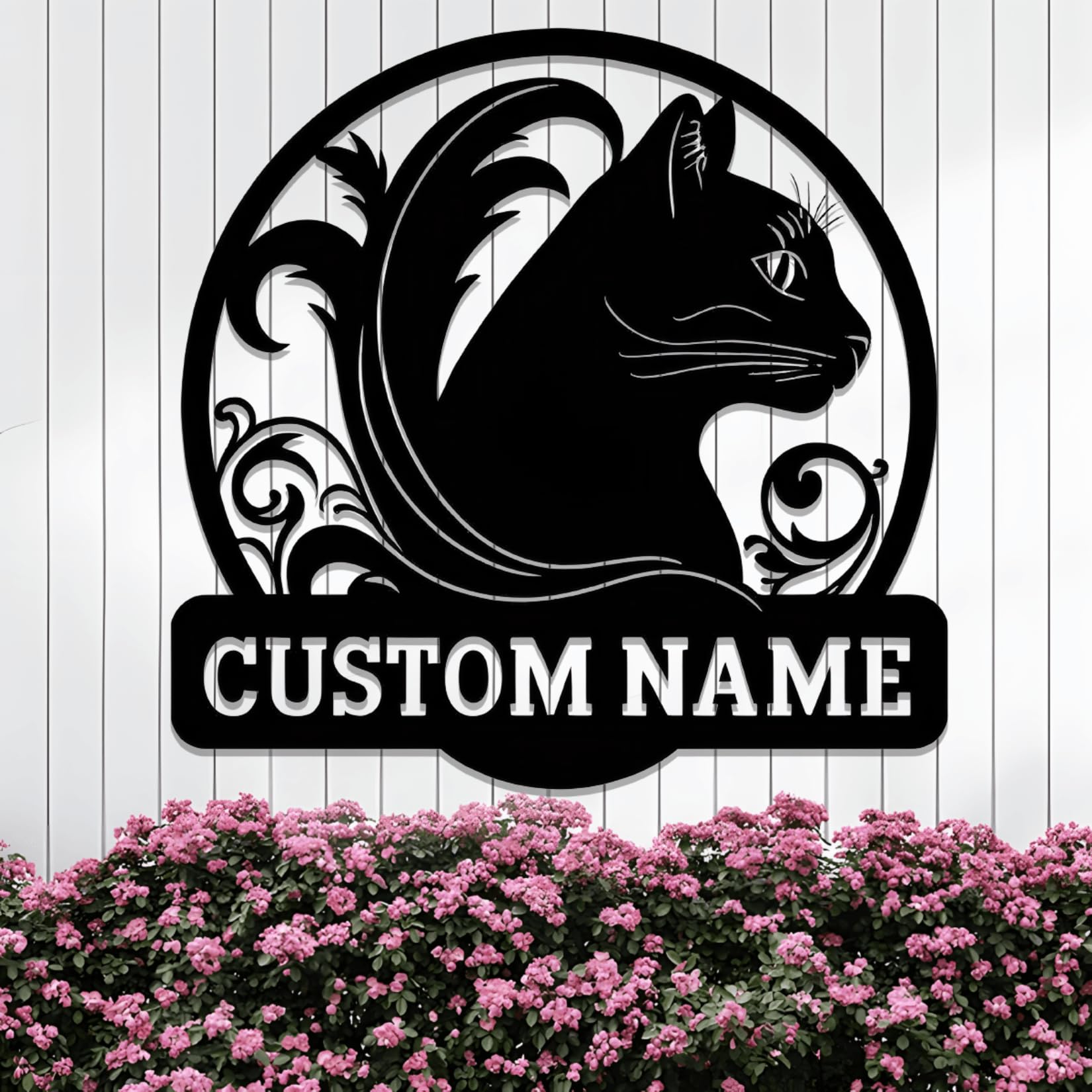 Décoration Murale Chat Et Lune En Métal,Lune Chat Noir Tentures Murales Décor Silhouette,silhouette D'art Chat En Fer Forgé - Maison